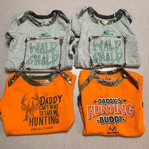 Realtree and Mossy Oak Hunting Themed Bodysuits - Gray and Orange